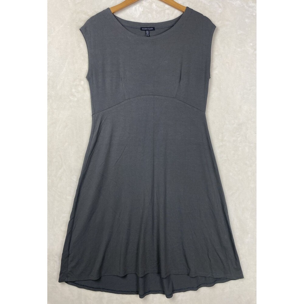 Eileen Fisher Dress Womens Small Gray Parachute Soft Jersey Knit Minimalist